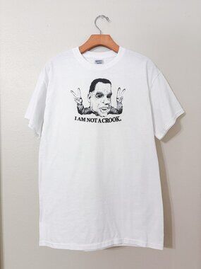 Nixon Political Caricature White T-Shirt